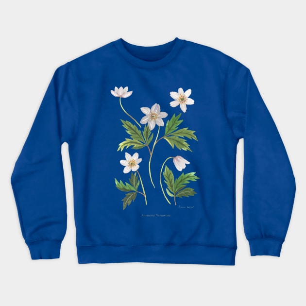 Wood Anemone Gouache Crewneck Sweatshirt by Rebelform